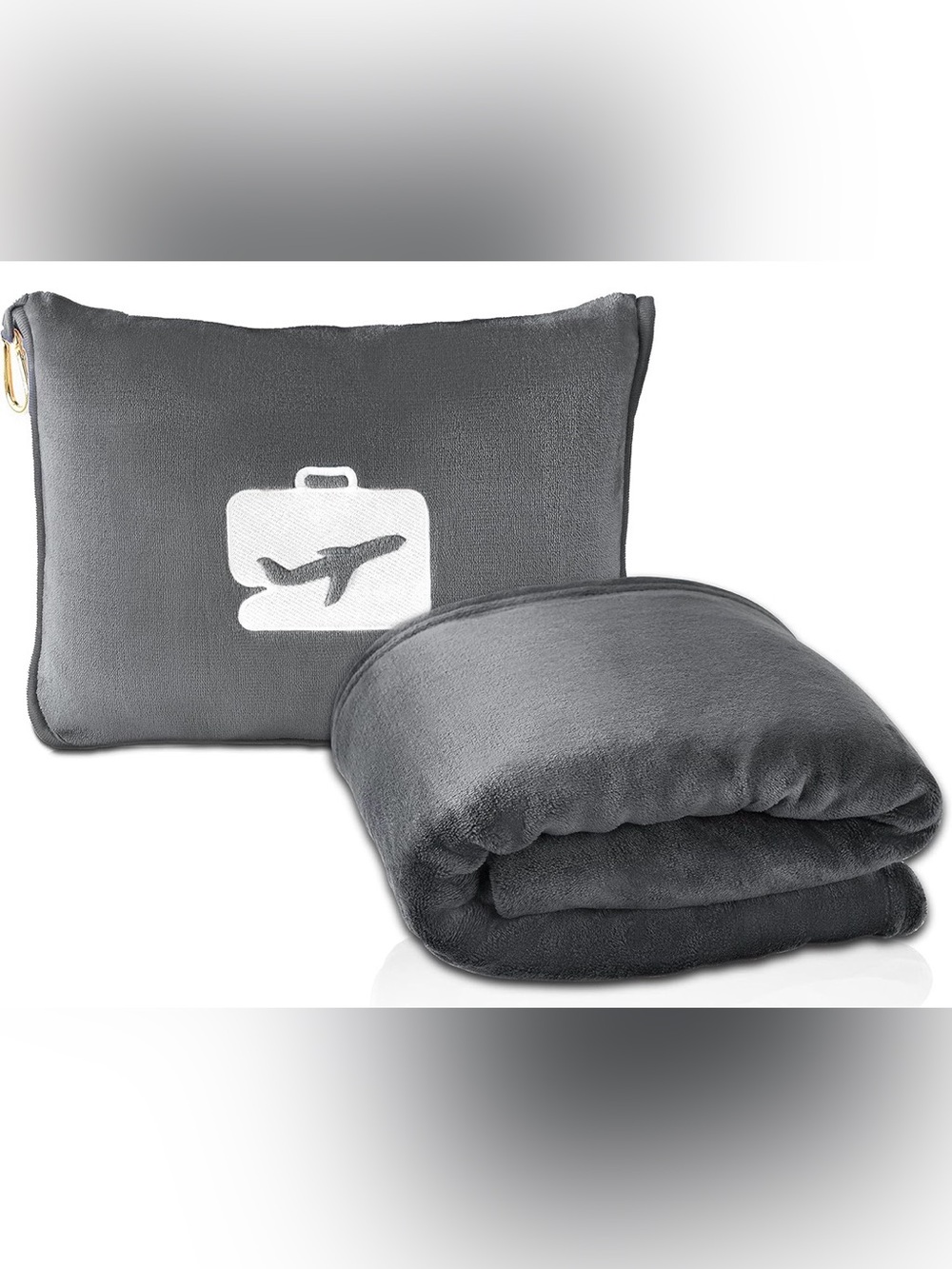 🩶Plush Travel Pillow and Throw Set - Gray🩶
